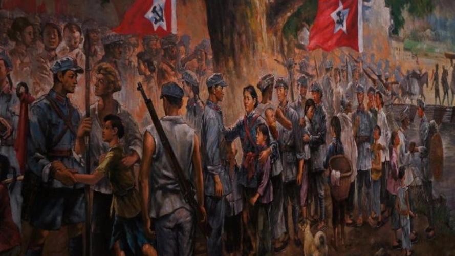 视频素材 舞台背景 中国风背景 十送红军军人  来自视频原始文件或