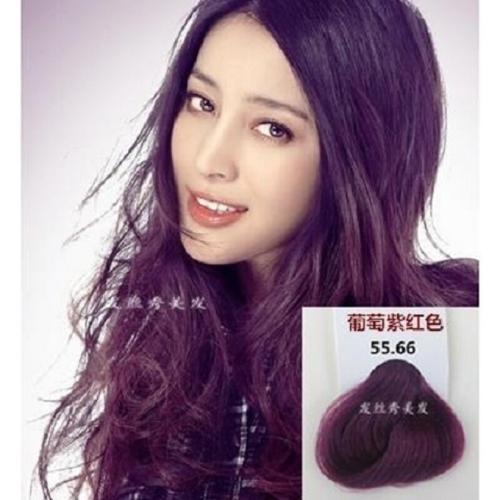 染头发膏酒红色火红葡萄紫红色紫色彩色遮盖白发染膏wroda深桃木红