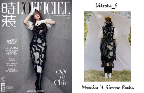 2019) 品牌,封面b的两件套长裙来自moncler 4 simone rocha(2019ss)