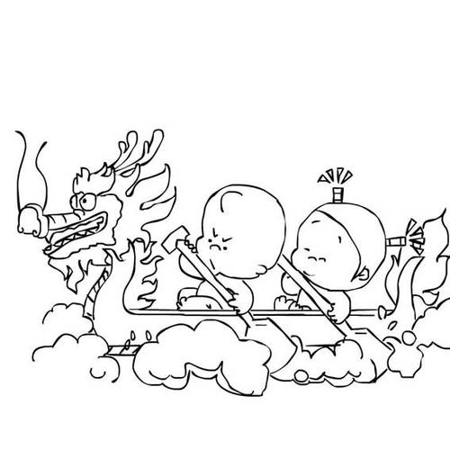 端午赛龙舟卡通简笔画图片