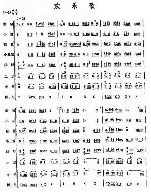 欢乐歌民乐合奏总谱