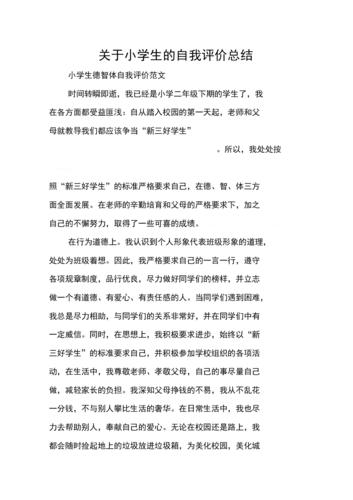 关于小学生的自我评价总结.docx 8页