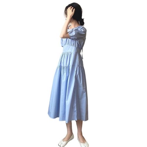 蓝色夏天清新约会小长裙