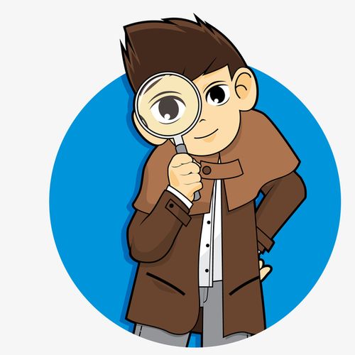 卡通拿着放大镜的人物设计