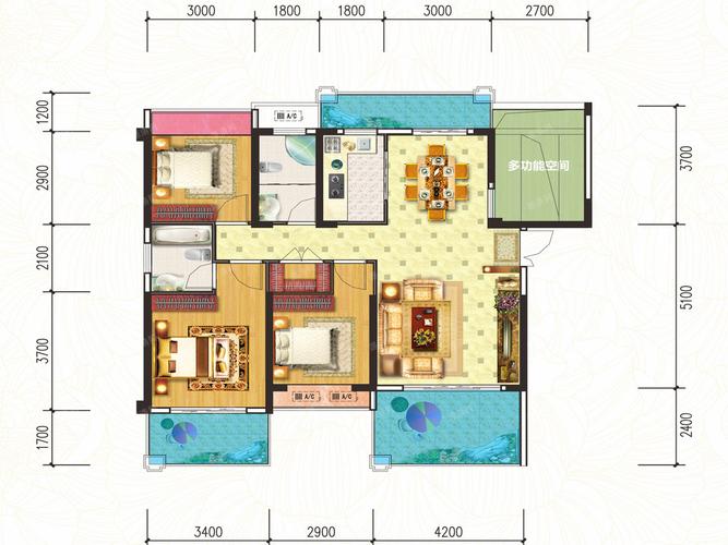 御景兰庭小区c户型户型-御景兰庭3室2厅2卫约120平米