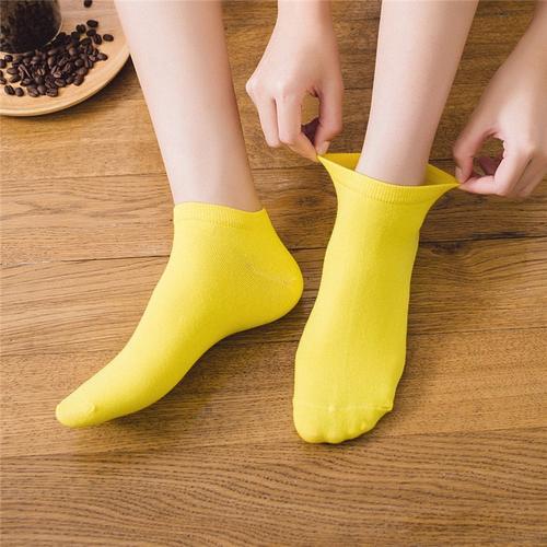 袜子黄袜子隐形棉袜脚情侣男女中筒婚庆短袜黄色短袜