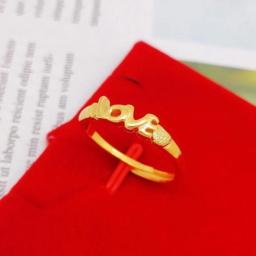 沙金仿金戒指小花爱心竹节假首饰韩版简约女士开口饰品久四叶草戒指01