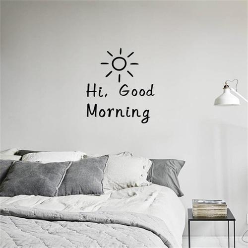 英文morning唯美图片,早上好goodmorning图片 太阳 hi , good morning 英文问候墙贴 温暖简约贴纸