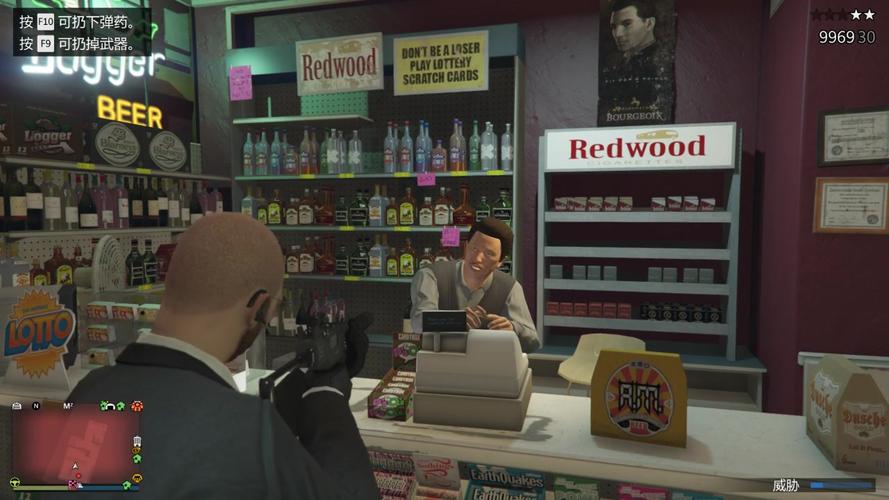gta5抢劫商店偶遇正义美女拔枪射击