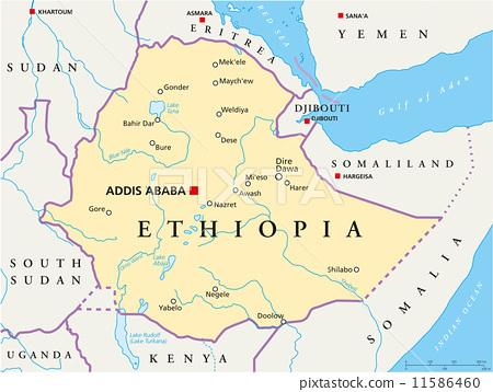 插图素材: ethiopia political map