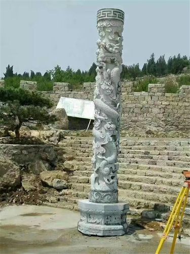 匠心热销 加工石雕龙柱宫殿建筑华表盘龙柱