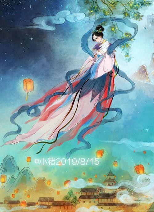 嫦娥奔月_小猪君__插画师作品_涂鸦王国gracg.com