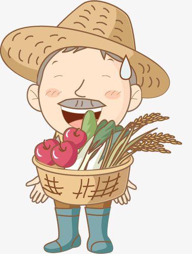 黄色插画风芒种24节气农民麦子卡通手绘