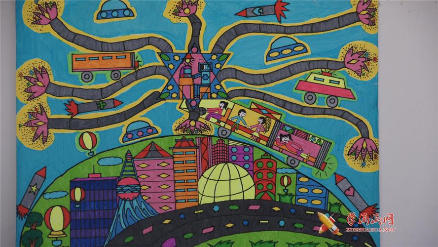 六年级环保获奖科幻画《太空垃圾回收机》