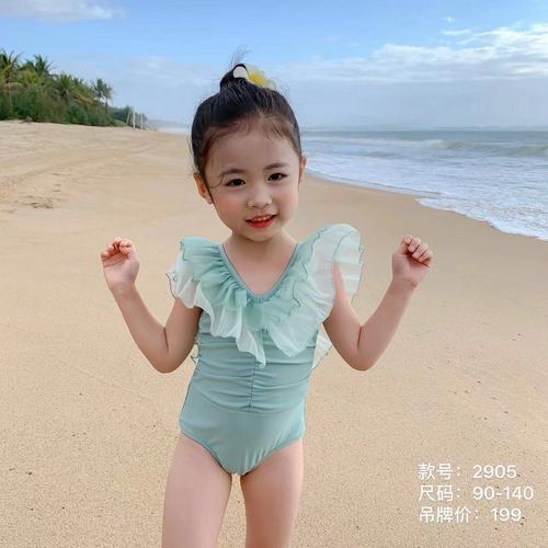 儿童泳衣小女孩宝宝中小童游泳衣女童公主连体裙式