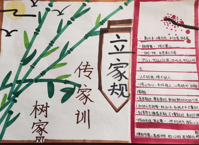 弘扬传统美德 ——濮阳市二高初一年级"立家规 传家训 树家风"手抄报