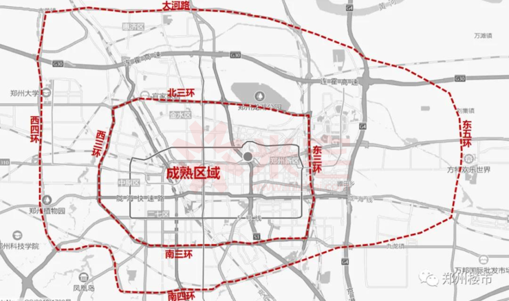 四环是目前郑州的城市边界,然后沿着东区一路向东,到东五环.