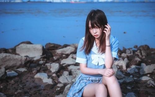 清纯学生妹jk制服唯美海边可爱写真