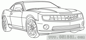 雪佛兰卡马罗汽车简笔画和步骤图