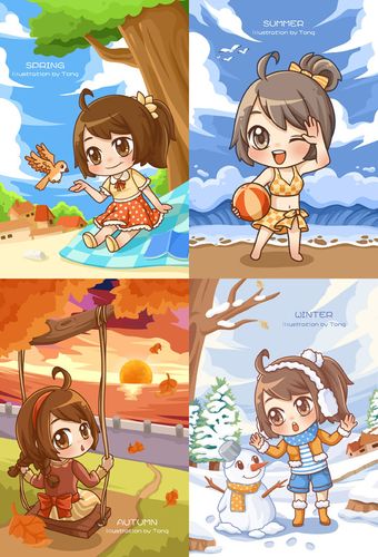 【许小瞳原创】春夏秋冬四季款明信片套装