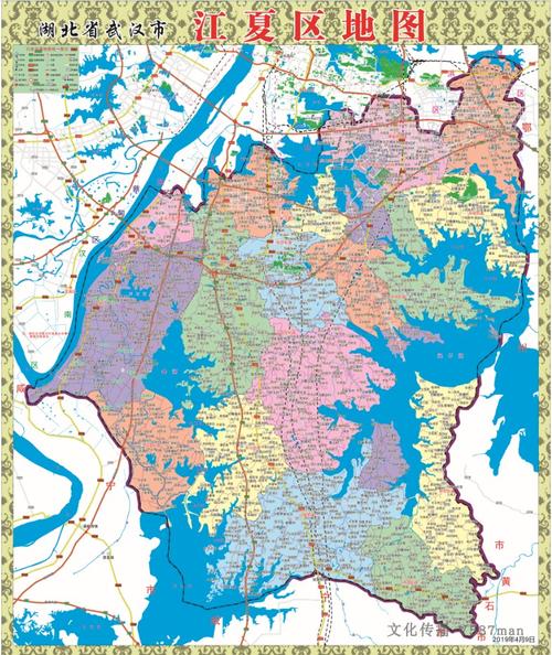 2019年4月湖北省武汉市江夏区交通旅游行政乡镇村落地图92x110cm
