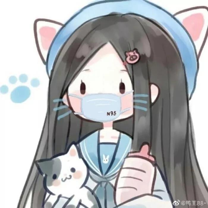 戴口罩情侣头像 武汉加油