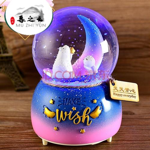 送给6岁10-13岁女儿的生日礼物自动飘雪水晶球音乐盒八音盒雪花创意
