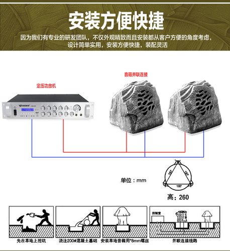 旅游区,公园,大型广场,网球场,高儿夫球场,绿地等 本产品防水草坪音响