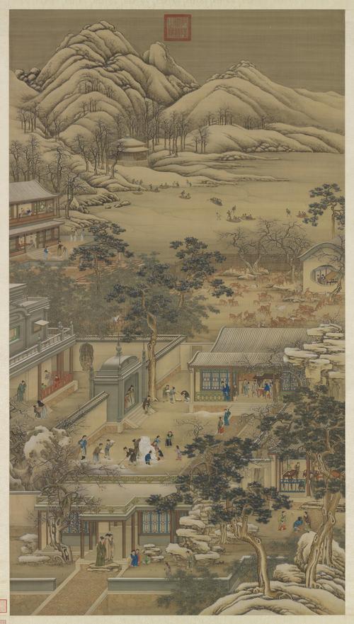 清院本十二月令图轴