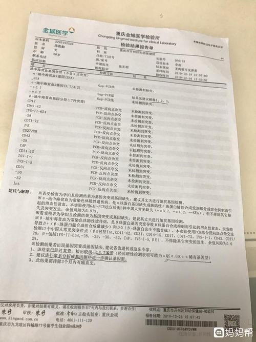 各位宝妈怀孕的时候有没有做地贫基因检测?