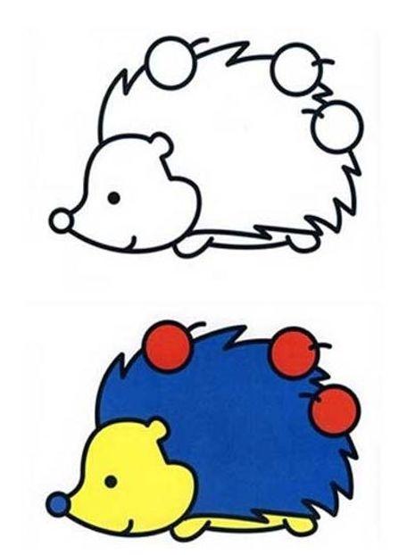 蜡笔涂色《小刺猬穿新衣》