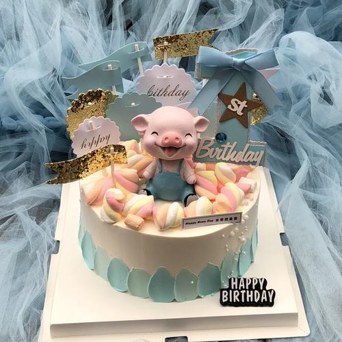 购客热销网红小猪生日蛋糕创意粉色ins抖音定制女友儿童长沙同城配送
