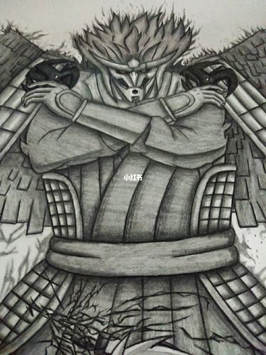 手绘双神威卡卡西,完全体须佐能乎._手绘_文化_绘画