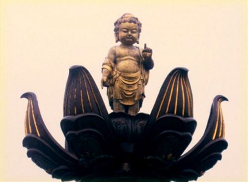 太子佛遍观四方,一手指天,一手指地,言:「天上天下,唯我独尊」.