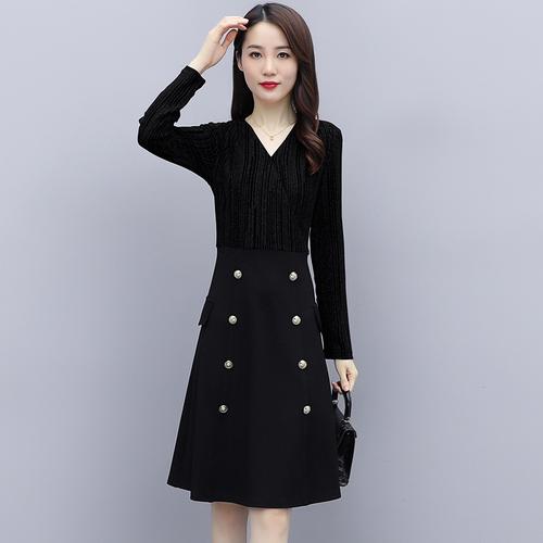 春秋连衣裙女2020新款韩版时尚洋气收腰气质显瘦中长款小个子裙子
