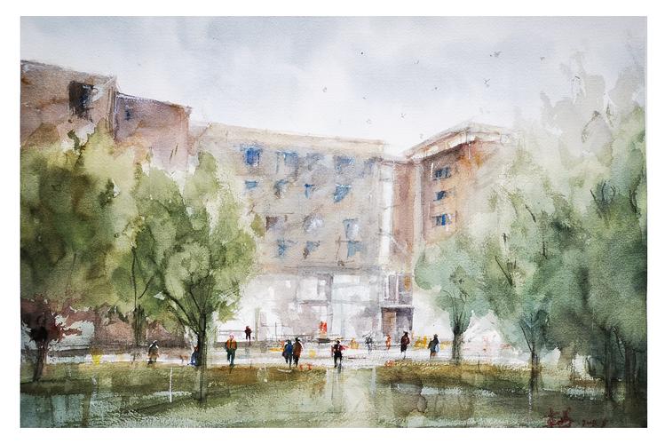 初远定制校园文创产品——水彩交大明信片