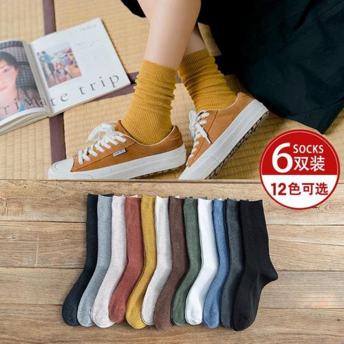 配马丁靴堆堆袜女秋冬长筒袜子棉袜中筒袜韩版纯色配