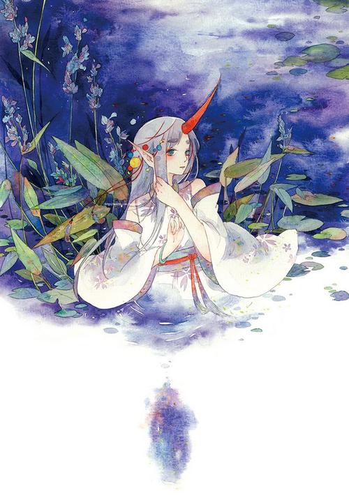 水莲蕉拟人-芽人土土_原创,水彩,插画,手绘,少女,古风,植物,花卉_涂鸦