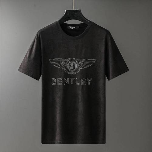 bentley/宾利男装2021年新款夏季简约潮牌烫钻短袖圆领-休闲男t恤