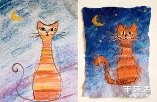羊毛毡画教程将涂鸦diy制作成漂亮的毛毡画