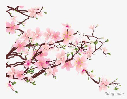粉红色桃花png素材透明免抠图片-卡通手绘