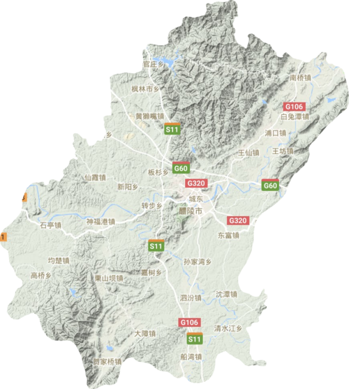 醴陵市高清地形地图,醴陵市高清谷歌地形地图