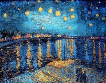 0002_梵高_02梵高罗纳河畔的星夜(90x70)-世界名画高清调色版套图20幅