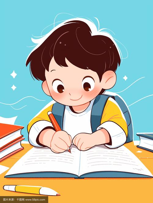 开学学生们在教室学习写作业白底插画