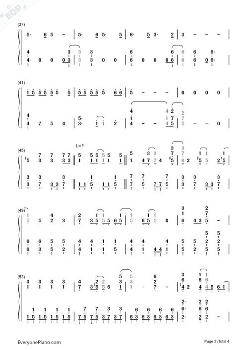 アップデート我的英雄学院第三季ed双手简谱预览3