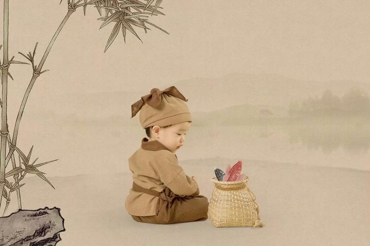 刘倚童的数码后期作品《工笔画儿童》