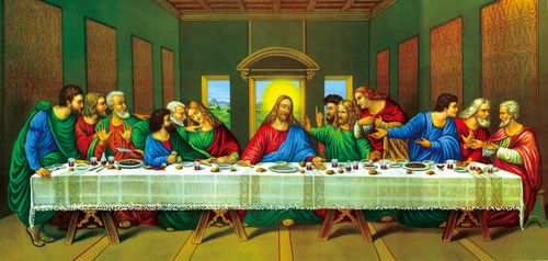jpg高清油画达芬奇最后的晚餐油画