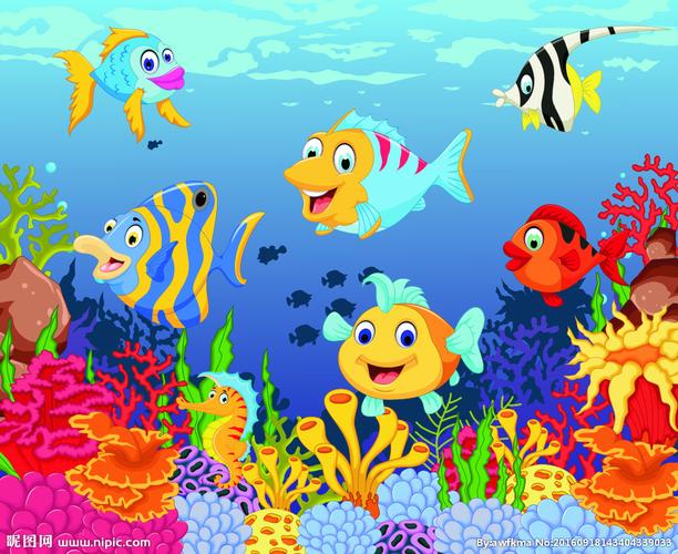 卡通海底世界鱼设计矢量素材图片