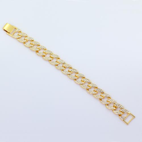 15mm 欧美嘻哈手链 满钻古巴链 男士手链 合金款