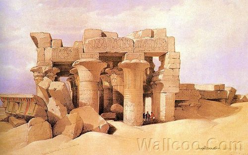 重现壮美的古文明davidroberts古埃及绘画壁纸集续托勒密神庙遗迹